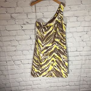 Trina Turk one shoulder animal print dress Sz 4